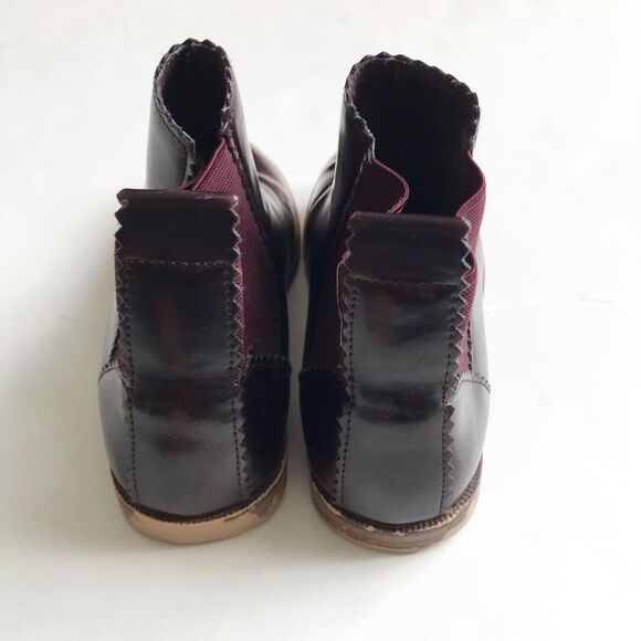 Zara wine faux leather chelsea boots VGUC - small scuff size 35 (3 youth) - Picture 7 of 8